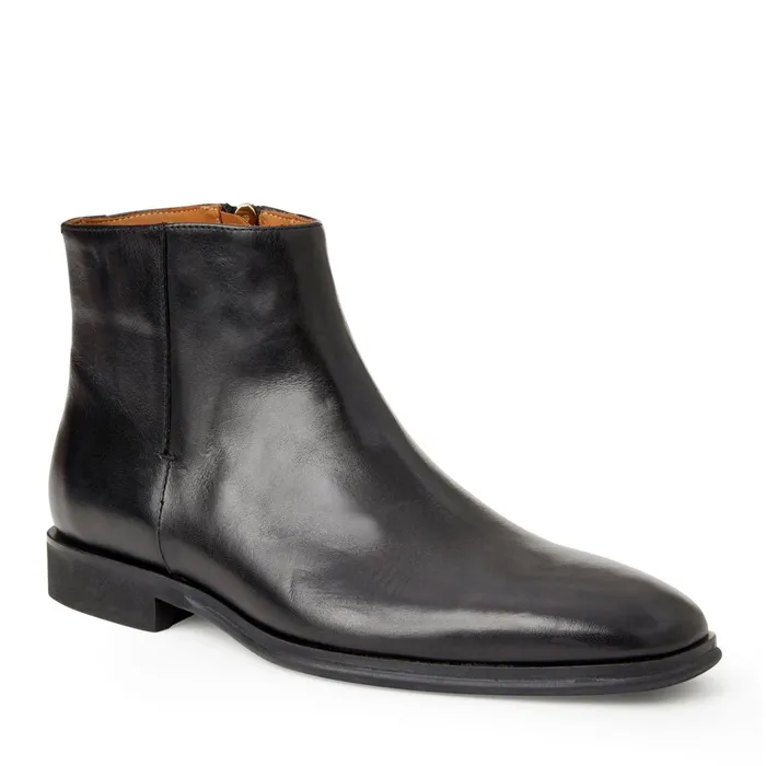 Men Dress Shoes Bruno Magli Raging Leather Side Zip BootBlack