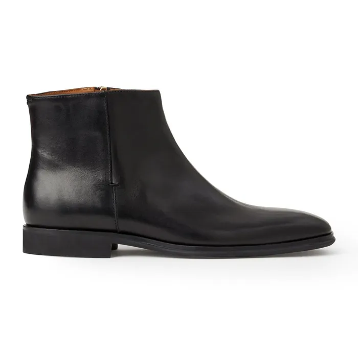 Men Dress Shoes Bruno Magli Raging Leather Side Zip BootBlack