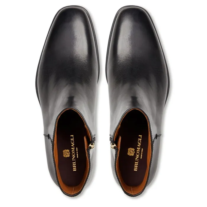 Men Dress Shoes Bruno Magli Raging Leather Side Zip BootBlack