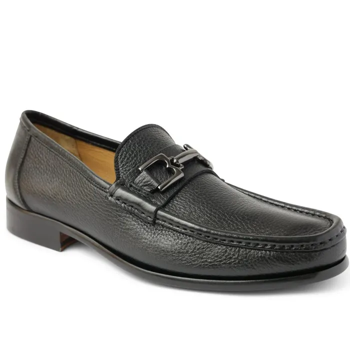 Men Dress Shoes Bruno Magli Trieste Classic Leather Moccasin 8211 Black Cervo