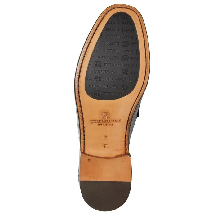 Men Dress Shoes Bruno Magli Trieste Classic Moccasin Black Croc