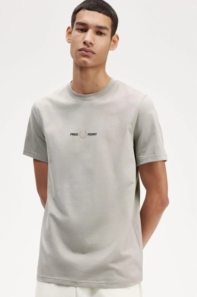 Men Embroidered TShirt Limestone Fred Perry TShirts