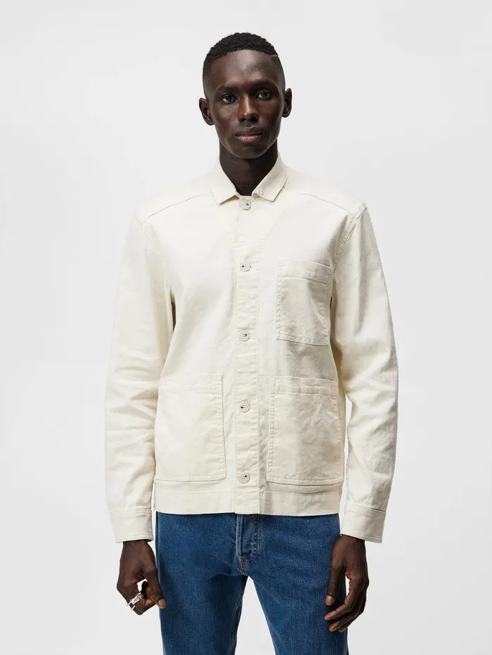 Men Errol Linen Workwear Overshirt Turtledove JLindeberg Overshirts
