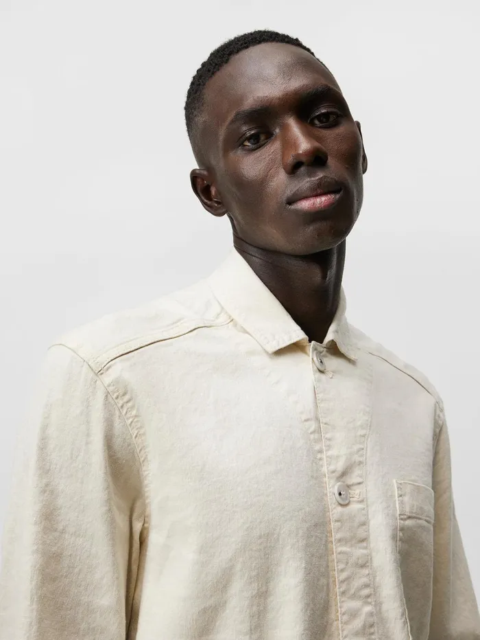 Men Errol Linen Workwear Overshirt Turtledove JLindeberg Overshirts