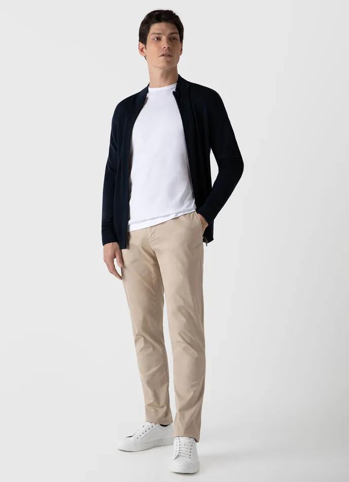 Men ExtraFine Merino Zip Cardigan Light Navy Knitwear ussunspel