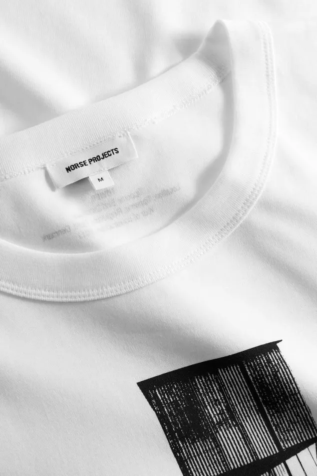 Men Holger Organic Interlock Tower Print TShirt White Norse Projects TShirts