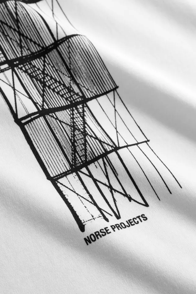 Men Holger Organic Interlock Tower Print TShirt White Norse Projects TShirts
