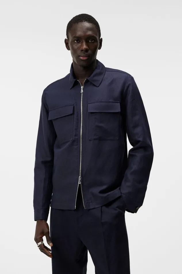 Men Jackson Tencel Linen Jacket JL Navy JLindeberg Jackets