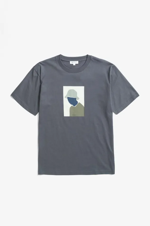 Men Johannes Organic Bucket Hat Print Tshirt Magnet Grey Norse Projects TShirts Men Johannes Organic Bucket Hat Print Tshirt Magnet Grey Norse Projects TShirts