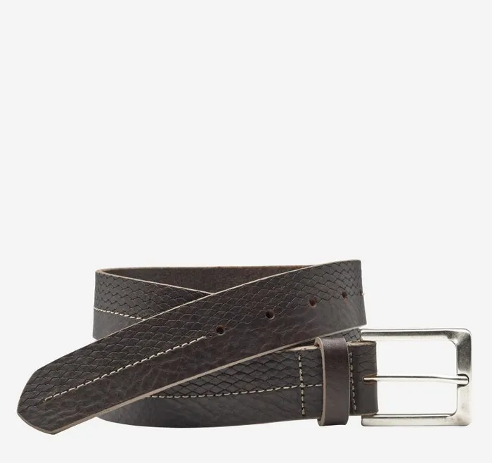 Men Johnston and Murphy Belts Basketweave Embossed Belt Brown