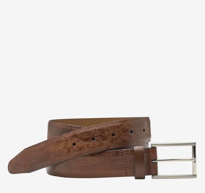 Men Johnston and Murphy Belts Paisley Dress Belt Brown
