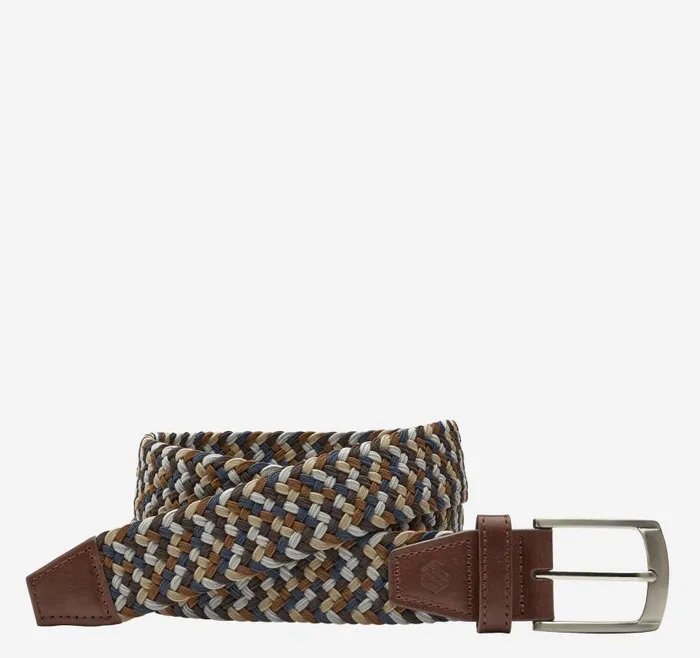 Men Johnston and Murphy Belts Woven StretchKnit Belt Brown Multi