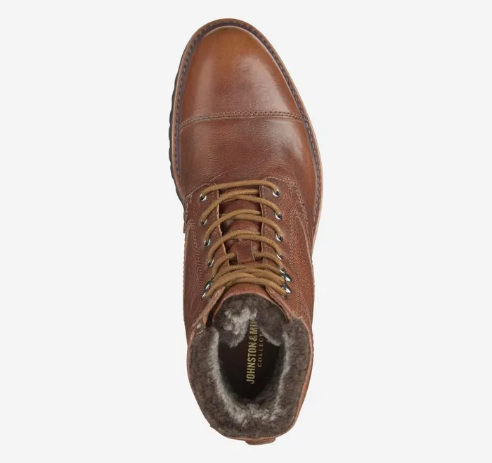Men Johnston and Murphy Boots Dudley Lug Cap Toe Shearling Boot Cognac Full Grainshearling Men Johnston and Murphy Boots Dudley Lug Cap Toe Shearling Boot Cognac Full Grainshearling