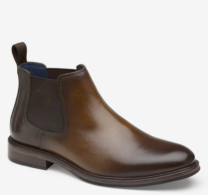 Men Johnston and Murphy Boots XC Flex Raleigh Chelsea Tan Full Grain