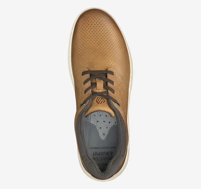 Men Johnston and Murphy LaceUps Activate Perfed Plain Toe Tan Oiled Full Grain