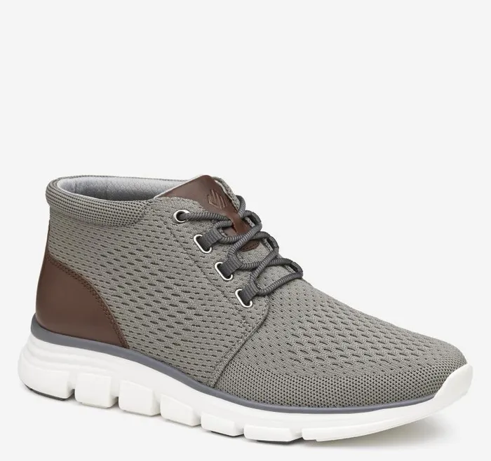 Men Johnston and Murphy LaceUps Amherst Lug Knit Chukka Boot Gray Knit