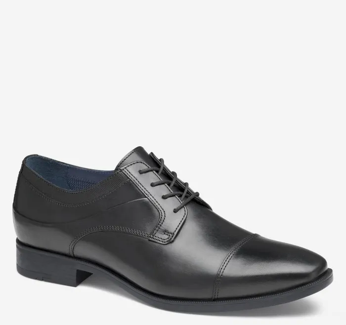 Men Johnston and Murphy LaceUps Gibbons Cap Toe Black Full Grain
