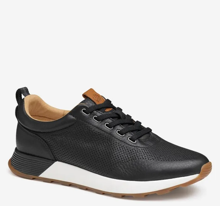 Men Johnston and Murphy LaceUps Kinnon Perfed Jogger Black Full Grain