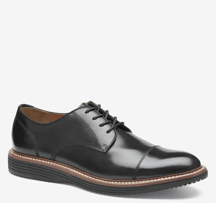 Men Johnston and Murphy LaceUps Upton Cap Toe Black Full Grain