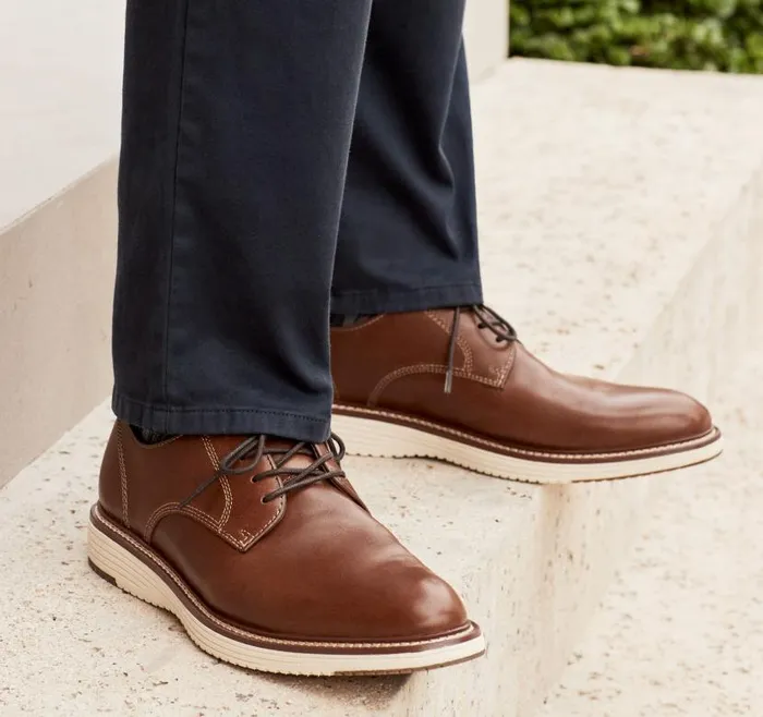 Men Johnston and Murphy LaceUps Upton Plain Toe Tan Full Grain