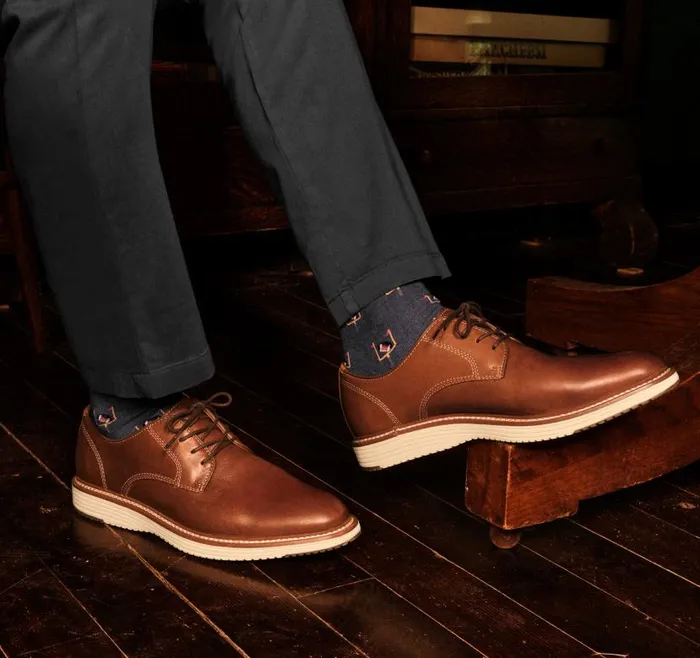 Men Johnston and Murphy LaceUps Upton Plain Toe Tan Full Grain