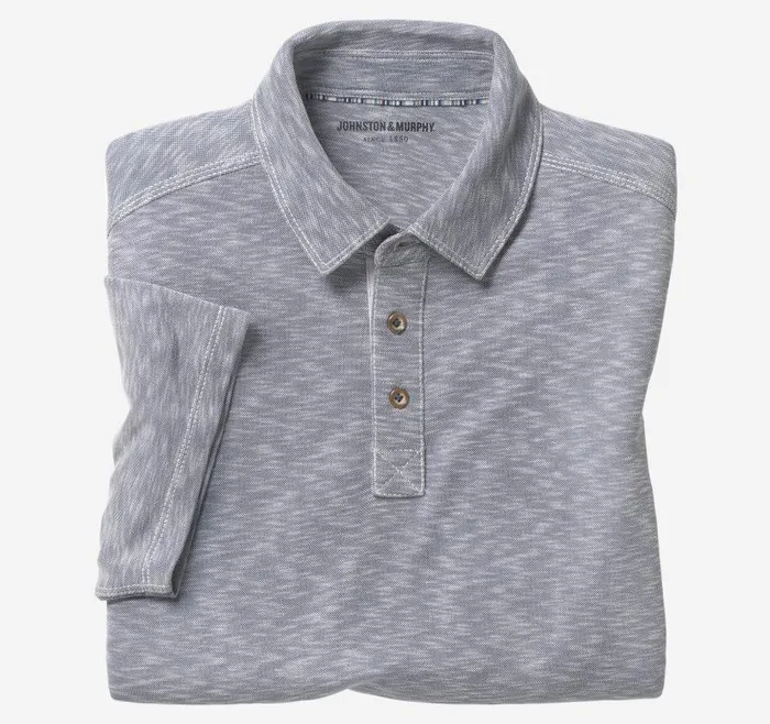 Men Johnston and Murphy Polos and Tees Vintage Slub Polo Indigo