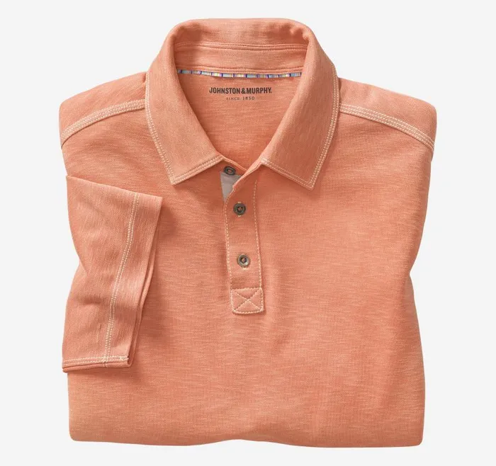 Men Johnston and Murphy Polos and Tees Vintage Slub Polo Orange