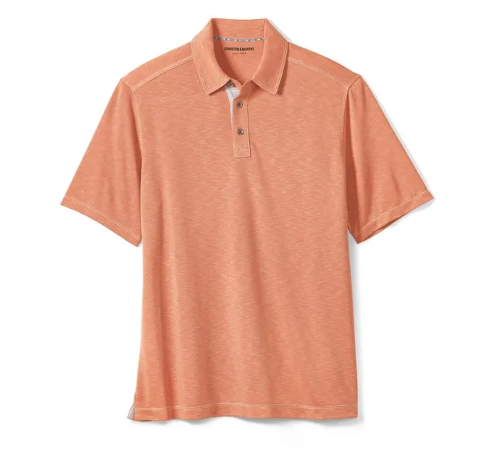 Men Johnston and Murphy Polos and Tees Vintage Slub Polo Orange Men Johnston and Murphy Polos and Tees Vintage Slub Polo Orange