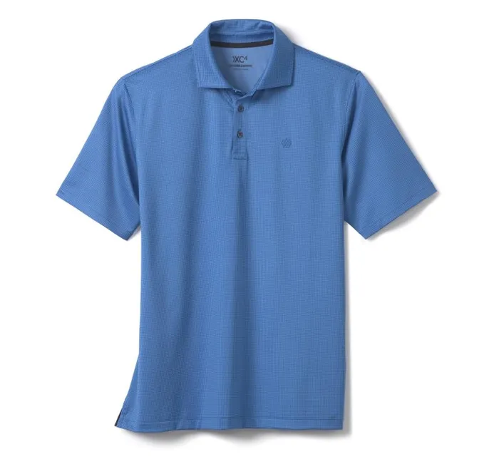 Men Johnston and Murphy Polos and Tees XC4 Performance Gingham Polo Cool Degree Bluenavy Mini Gingham