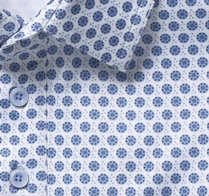 Men Johnston and Murphy Polos and Tees XC4 Performance Polo Whiteblue Dotted Circle Men Johnston and Murphy Polos and Tees XC4 Performance Polo Whiteblue Dotted Circle