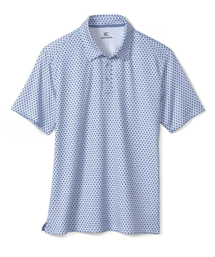 Men Johnston and Murphy Polos and Tees XC4 Performance Polo Whiteblue Dotted Circle Men Johnston and Murphy Polos and Tees XC4 Performance Polo Whiteblue Dotted Circle