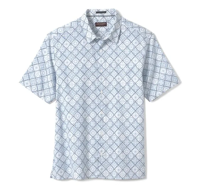 Men Johnston and Murphy ShortSleeve Shirts Print Camp Shirt Bluewhite Mosaic Men Johnston and Murphy ShortSleeve Shirts Print Camp Shirt Bluewhite Mosaic