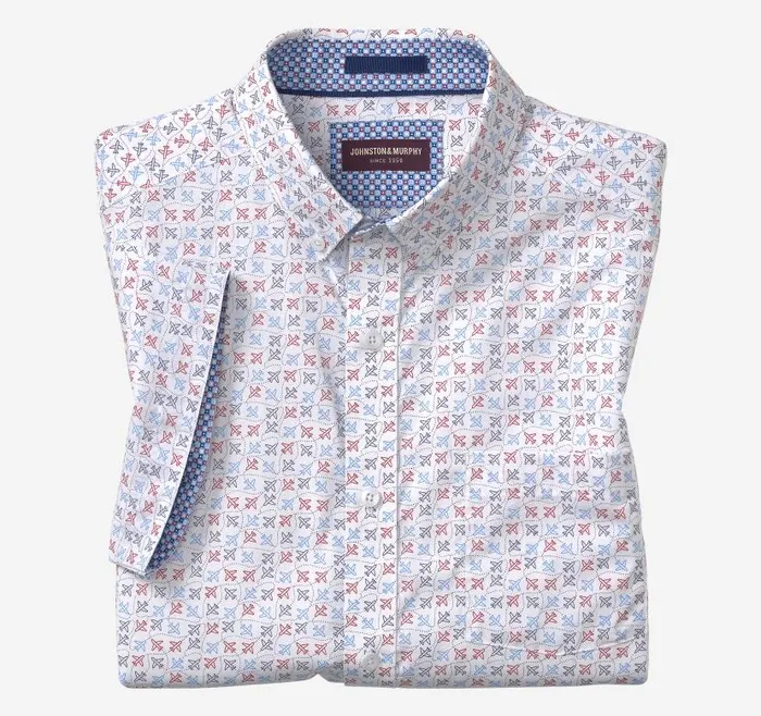 Men Johnston and Murphy ShortSleeve Shirts Printed Cotton ShortSleeve Shirt White Flying Airplane Men Johnston and Murphy ShortSleeve Shirts Printed Cotton ShortSleeve Shirt White Flying Airplane