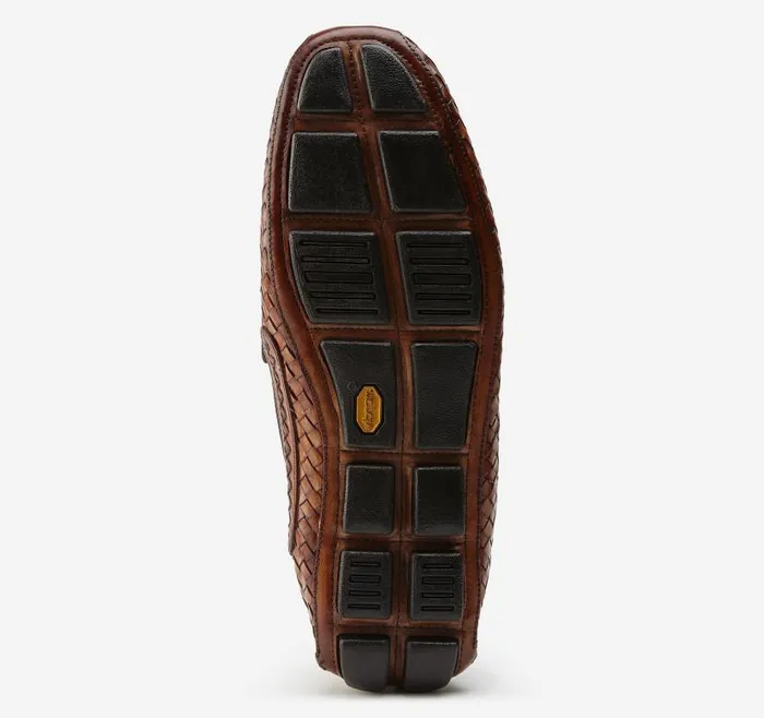 Men Johnston and Murphy SlipOns and Loafers Dayton Woven Penny Loafer Brown Italian Calfskin Men Johnston and Murphy SlipOns and Loafers Dayton Woven Penny Loafer Brown Italian Calfskin