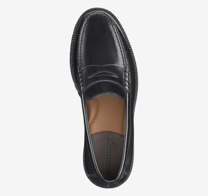 Men Johnston and Murphy SlipOns and Loafers Donnell Penny Loafer Black Brushoff Leather Men Johnston and Murphy SlipOns and Loafers Donnell Penny Loafer Black Brushoff Leather