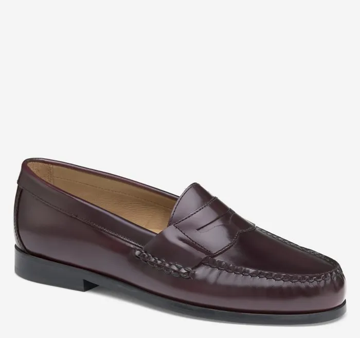 Men Johnston and Murphy SlipOns and Loafers Hayes Penny Loafer Burgundy Brushoff Leather