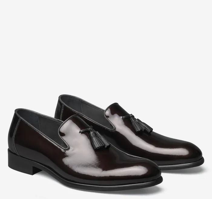 Men Johnston and Murphy SlipOns and Loafers Highland Tassel SlipOn Loafer Burgundy Italian Textured Patent Men Johnston and Murphy SlipOns and Loafers Highland Tassel SlipOn Loafer Burgundy Italian Textured Patent