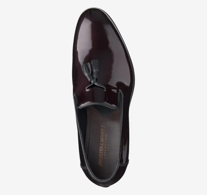 Men Johnston and Murphy SlipOns and Loafers Highland Tassel SlipOn Loafer Burgundy Italian Textured Patent Men Johnston and Murphy SlipOns and Loafers Highland Tassel SlipOn Loafer Burgundy Italian Textured Patent