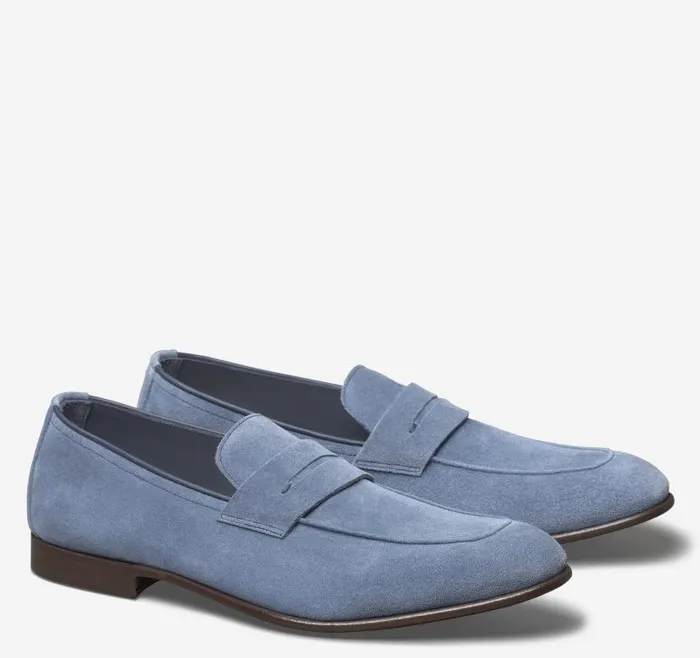 Men Johnston and Murphy SlipOns and Loafers Taylor Penny Loafer Denim Italian Suede Men Johnston and Murphy SlipOns and Loafers Taylor Penny Loafer Denim Italian Suede