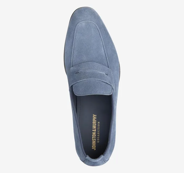 Men Johnston and Murphy SlipOns and Loafers Taylor Penny Loafer Denim Italian Suede Men Johnston and Murphy SlipOns and Loafers Taylor Penny Loafer Denim Italian Suede
