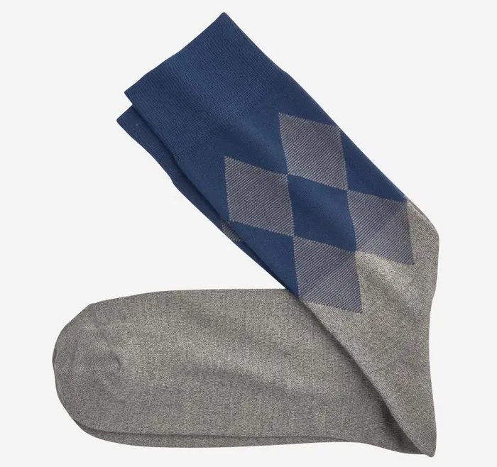 Men Johnston and Murphy Socks Argyle Colorblock Socks Gray