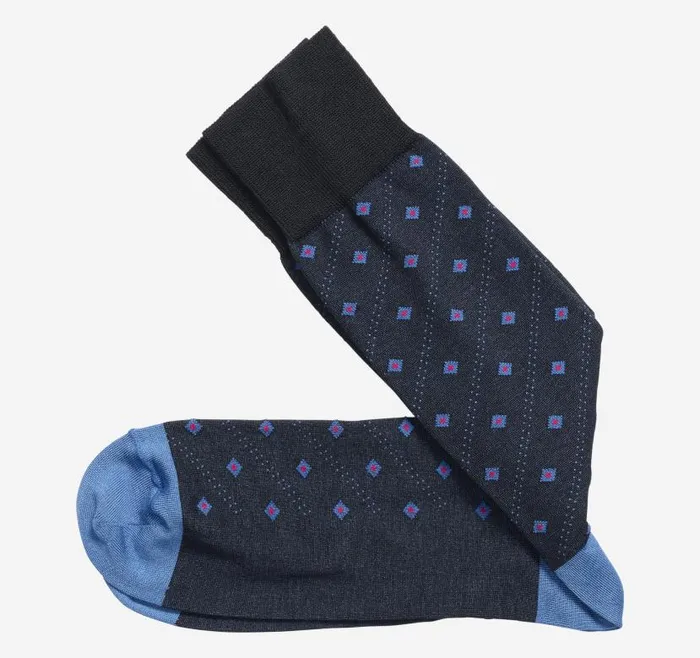Men Johnston and Murphy Socks Floating Diamonds Socks Navy