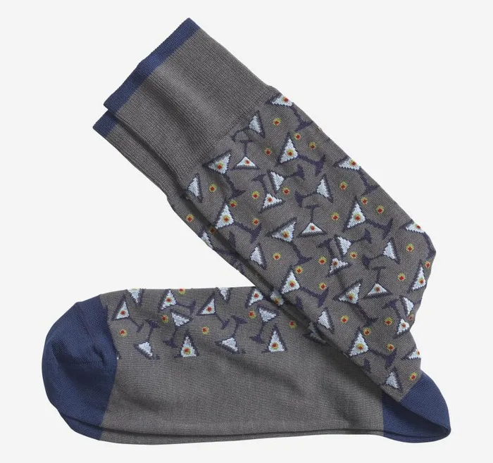 Men Johnston and Murphy Socks Novelty Socks Charcoal Martini