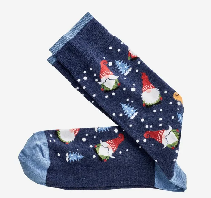 Men Johnston and Murphy Socks Pima Cotton HolidayThemed Socks Blue Gnomes
