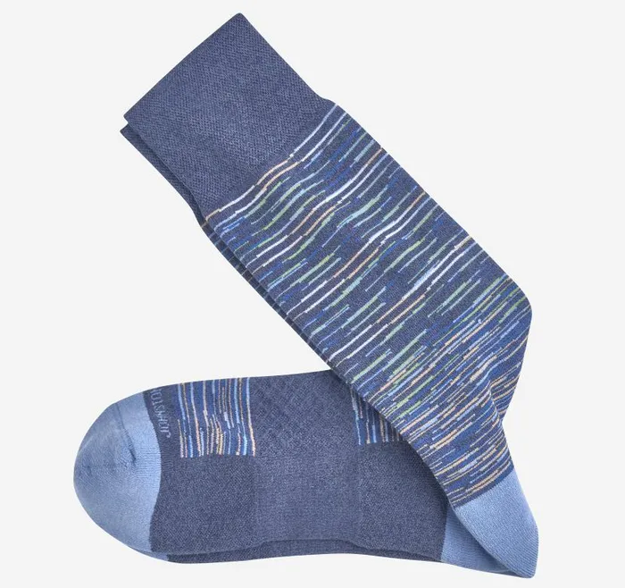 Men Johnston and Murphy Socks SpaceDyed Stripe Socks Denim