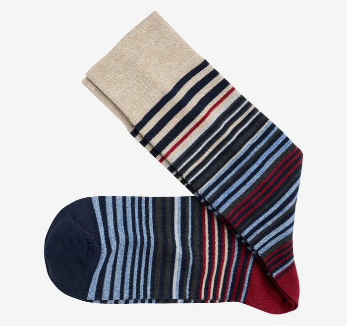 Men Johnston and Murphy Socks Striped Dress Socks Navyburgundy Heathered Multi Stripe