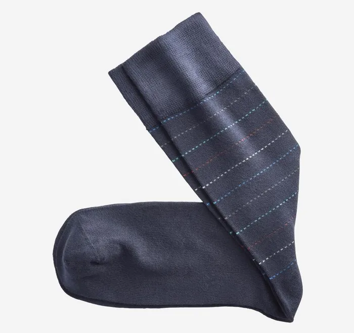 Men Johnston and Murphy Socks Striped Dress Socks Navy Dotted Stripe