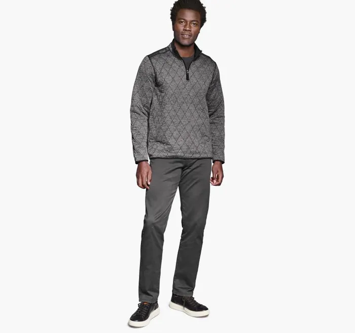 Men Johnston and Murphy Sweaters and Knits Diamond Quilt QuarterZip Charcoal Heather Men Johnston and Murphy Sweaters and Knits Diamond Quilt QuarterZip Charcoal Heather