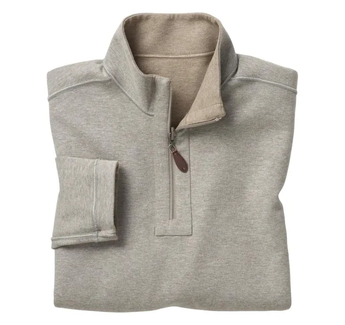 Men Johnston and Murphy Sweaters and Knits Reversible Solid QuarterZip Oatmeallight Gray