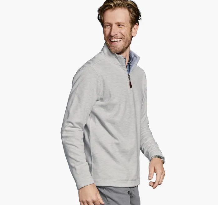 Men Johnston and Murphy Sweaters and Knits Reversible Solid QuarterZip Whitestorm